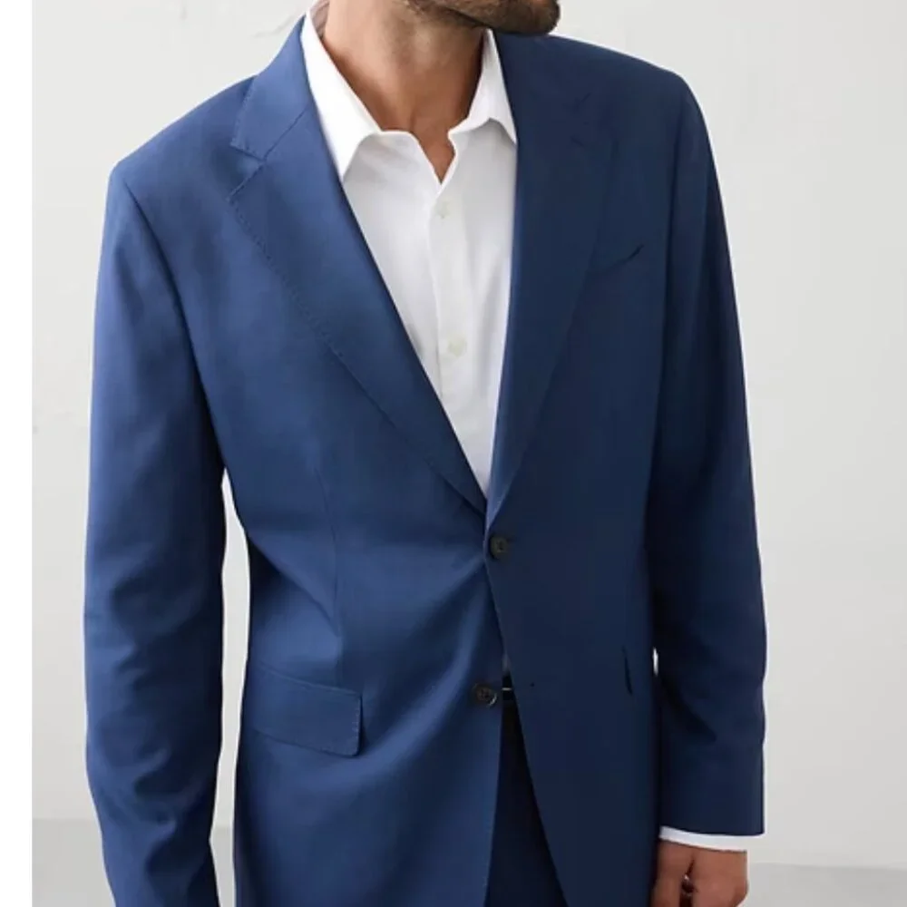 Banana Republic Tailored-Fit Mini Check Suit Jacket, Blue Jay, 40S, EUC